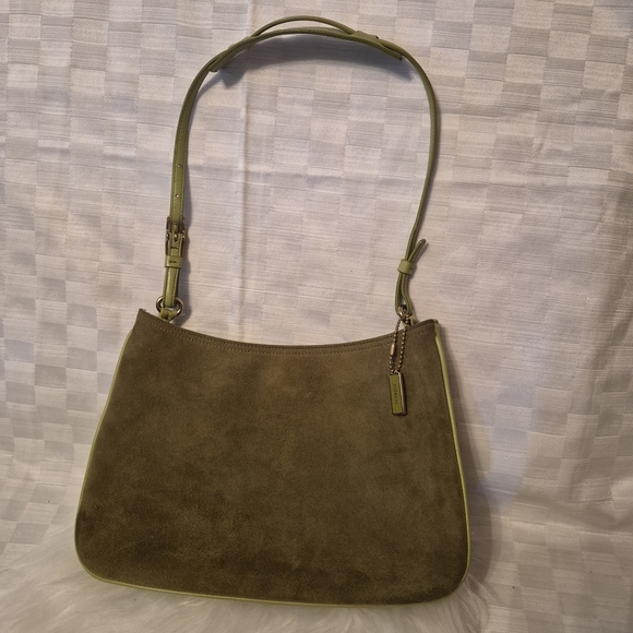 Coach Handbags - Coach Vintage Girlie Suede Hobo Lime Green.